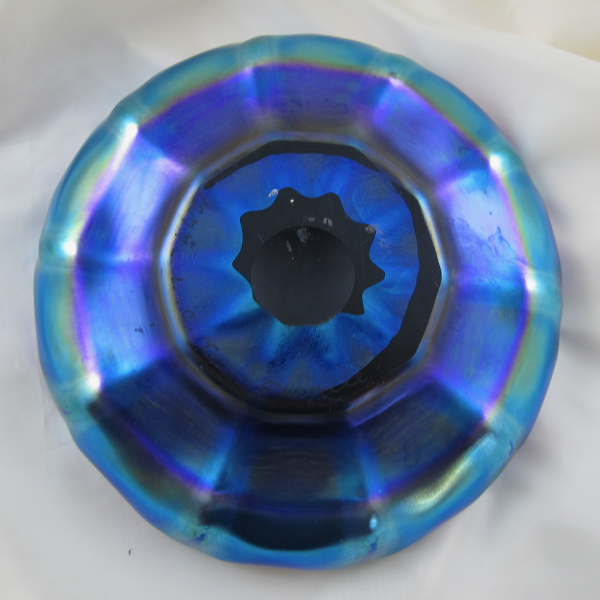 Antique LCT Louis Comfort Tiffany Blue Favrile Art Glass Bowl #1277 Signed