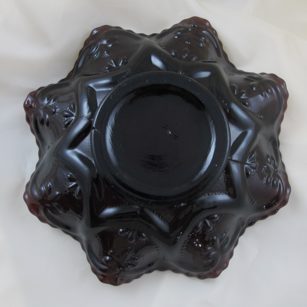 Antique Dugan Cherries Amethyst Carnival Glass Small Bowl