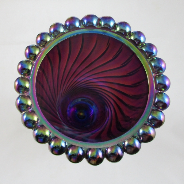 LE Smith Purple Ball & Swirl Carnival Glass Vase