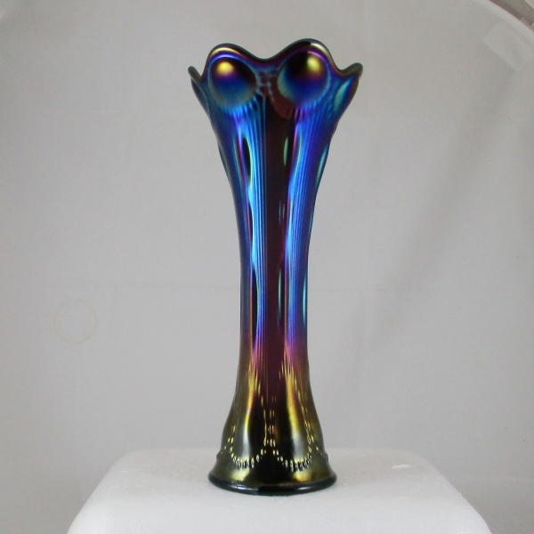 Antique Imperial Purple Beaded Bullseye Carnival Glass Vase