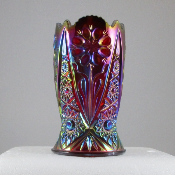 Imperial Red Four Seventy Four aka Mayflower #474 Carnival Glass Vase