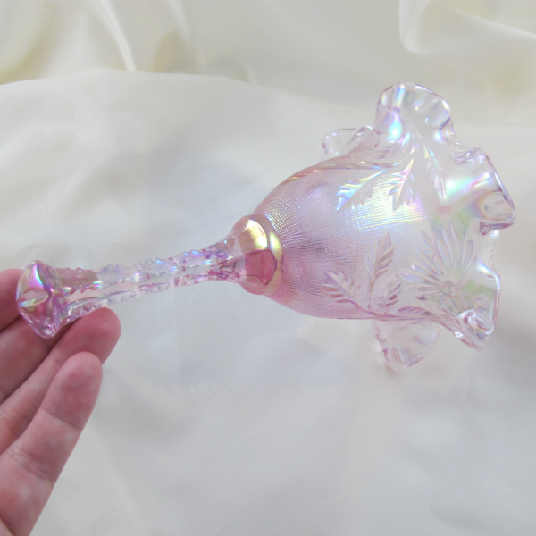 Fenton Empress Rose Pink Intaglio Carnival Art Glass Bell