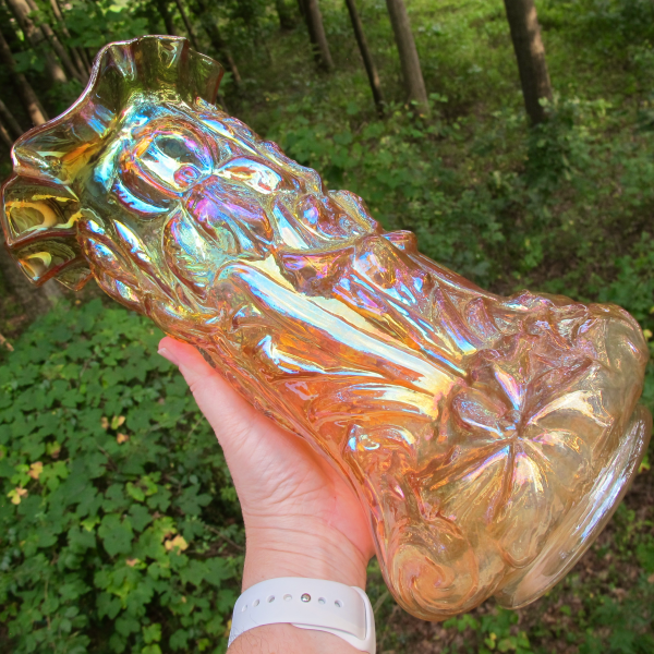 Antique Dugan Heavy Iris Marigold Carnival Glass Water Pitcher