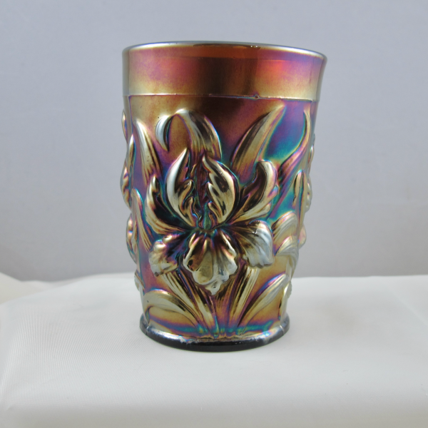 Antique Dugan Lavender Heavy Iris Carnival Glass Tumbler