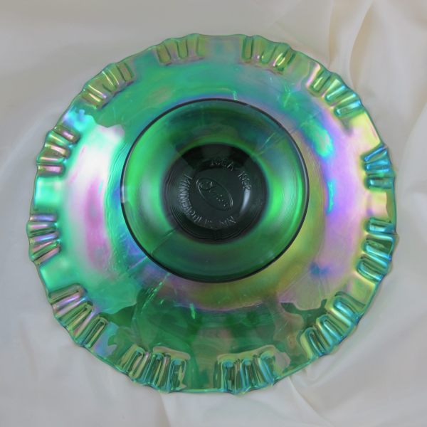 Fenton Emerald Green Lions Fenton’s Flowers Carnival Glass 3n1 Plate