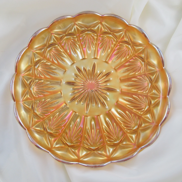 Antique Star & Fan Marigold Carnival Glass Cordial Set – Decanter w Undertray
