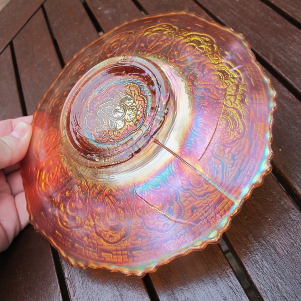 Antique Fenton Persian Medallion Pumpkin Marigold Carnival Glass Plate