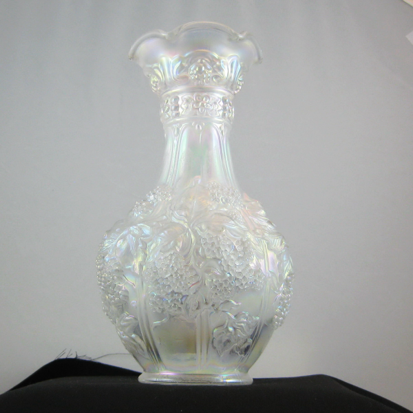 Imperial White Loganberry Carnival Glass Large Vase