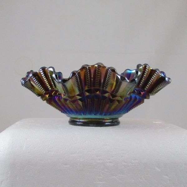 Antique Imperial Purple Scroll Embossed Carnival Glass Bowl