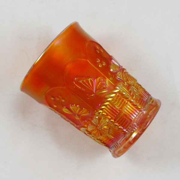 Antique Northwood Springtime Pumpkin Marigold Carnival Glass Tumbler