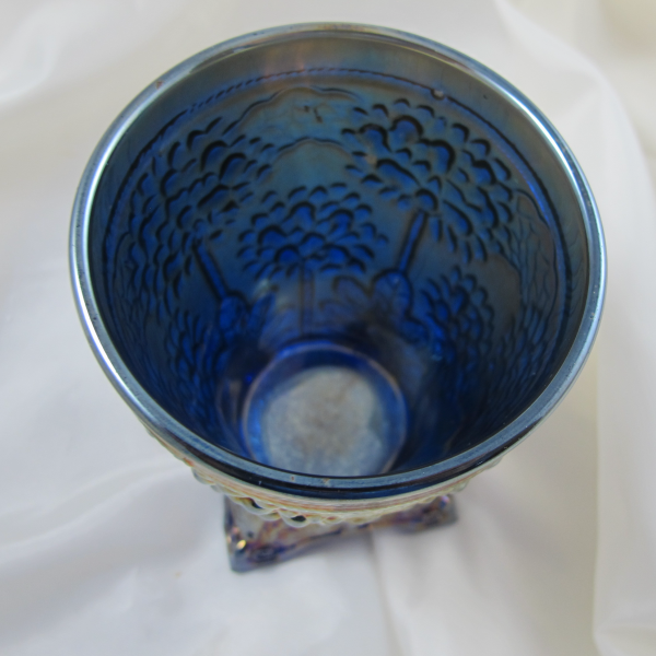 Antique Fenton Orange Tree Blue Carnival Glass Tumbler
