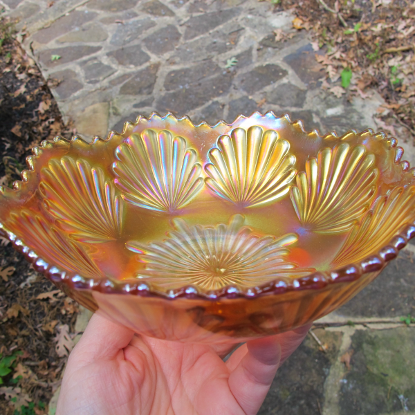 Antique Imperial Shell Marigold Carnival Glass ICS Deep Bowl