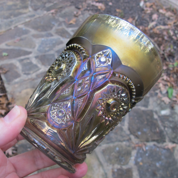 Antique Imperial Fashion Smoke Carnival Glass Tumbler