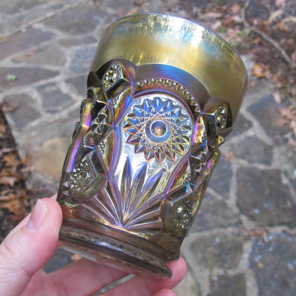 Antique Imperial Fashion Smoke Carnival Glass Tumbler
