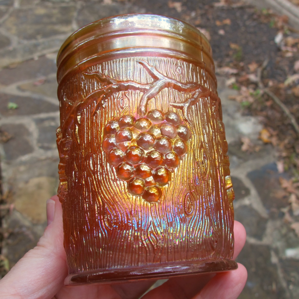 Antique Dugan Vineyard Marigold Carnival Glass Tumbler