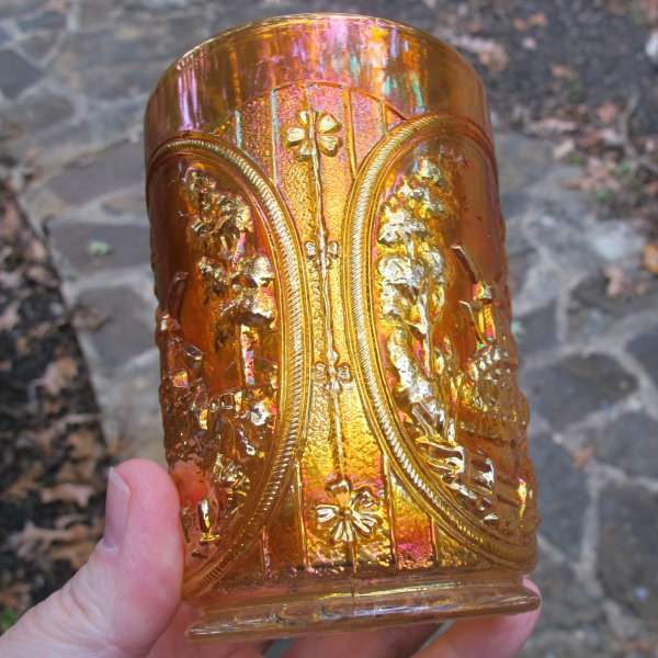 Antique Imperial Windmill Marigold Carnival Glass Tumbler