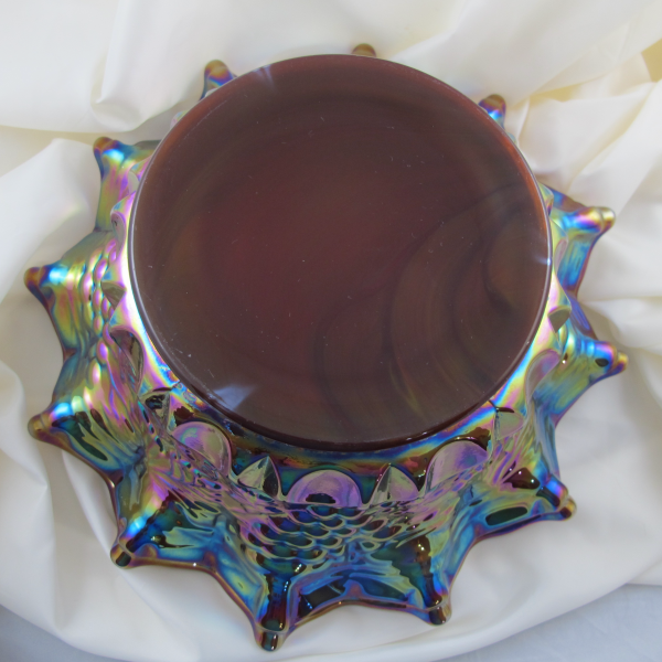 Fenton Grape & Cable Red Slag Carnival Glass Large Bowl