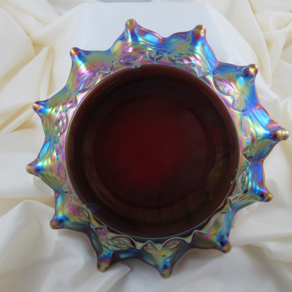 Fenton Grape & Cable Red Slag Carnival Glass Large Bowl
