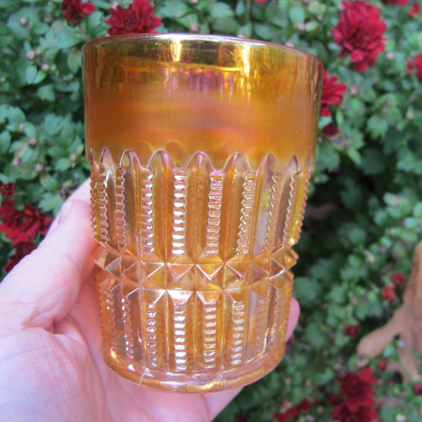 Antique Imperial File Marigold Carnival Glass Tumbler