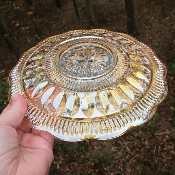 Antique Brockwitz Triands Niobe Marigold Carnival Glass Plate
