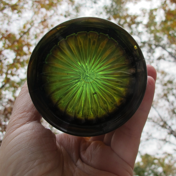 Antique Northwood Greek Key Green Carnival Glass Tumbler