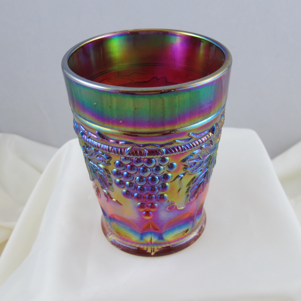 St. Clair Red Grape & Cable Carnival Glass Tumbler