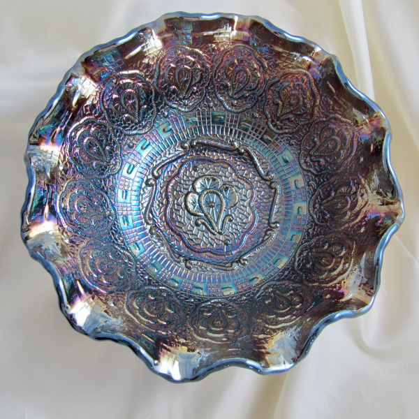 Fenton Persian Medallion Black Amethyst Carnival Glass Bowl