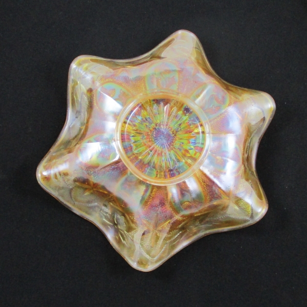 Antique Millersburg Pastel Marigold Little Stars Carnival Glass Bowl