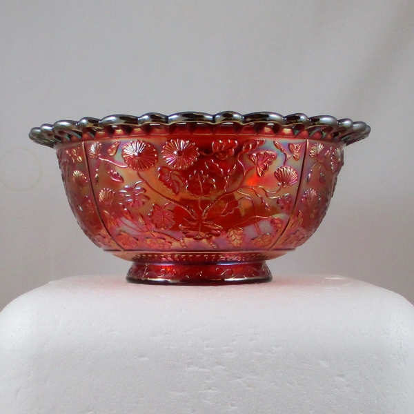 Imperial RED Carnival Glass Black-eyed Susan Round Bowl