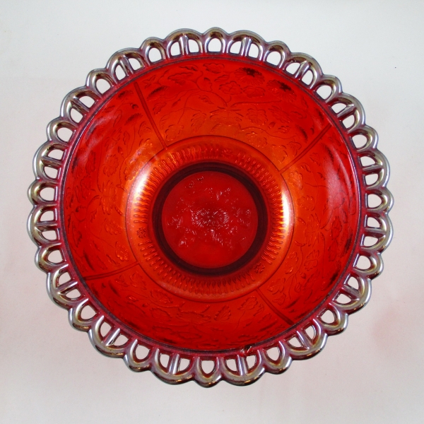 Imperial RED Carnival Glass Black-eyed Susan Round Bowl