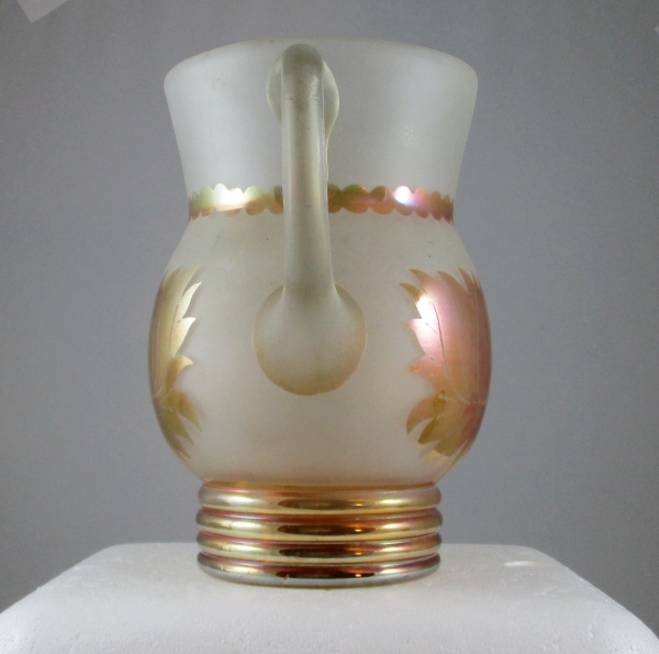 Antique Indian "Golden Lotus" Pattel Marigold Carnival Glass Water Pitcher