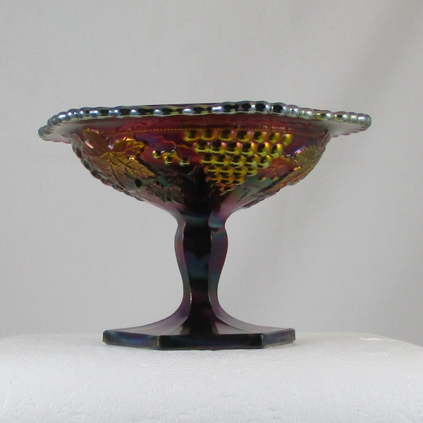Antique Northwood Amethyst Grape & Cable Carnival Glass Whimsey Compote