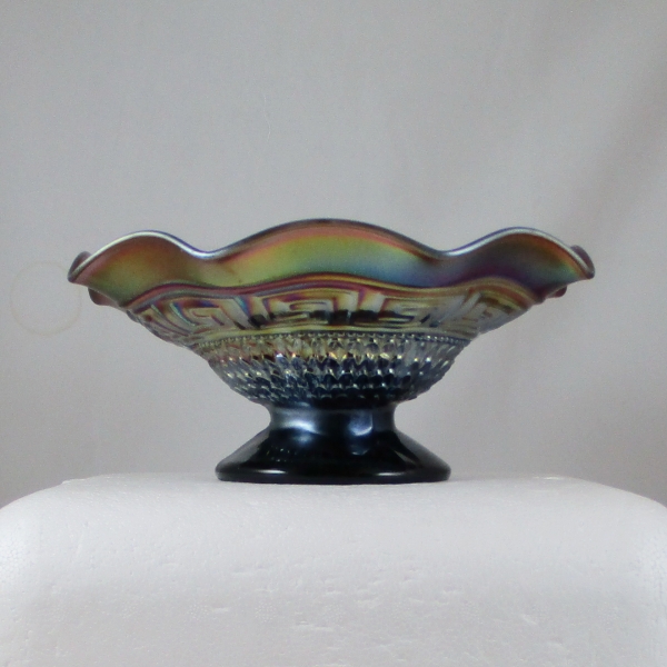 Antique Northwood Amethyst Greek Key and Scales Carnival Glass Bowl