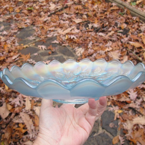 Antique Northwood Peacock and Urn Ice Blue Carnival Glass Master Berry Bowl