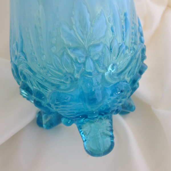 Antique English Sowerby Blue Opal Piasa Bird Opalescent Glass Vase Whimsey