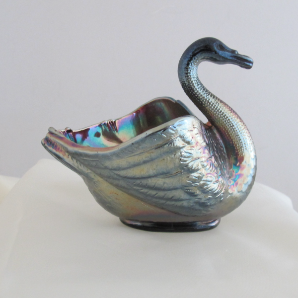 Antique Dugan Diamond Amethyst Carnival Glass Swan