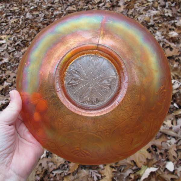 Antique Fenton Dragon & Lotus Marigold Carnival Glass ICS Bowl Non-iridized Front!