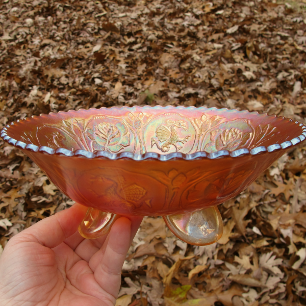 Antique Fenton Dragon & Lotus Marigold Carnival Glass Flared Nut Bowl - Spat Ftd.