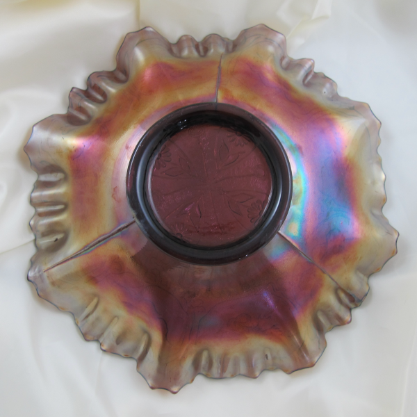 Antique Fenton Amethyst Dragon & Lotus Carnival Glass 3N1 Bowl – Non-iridized Front!