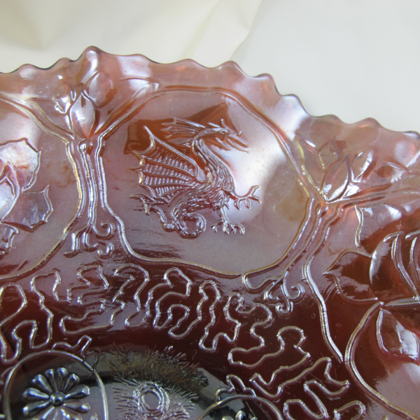 Antique Fenton Amethyst Dragon & Lotus Carnival Glass 3N1 Bowl – Non-iridized Front!