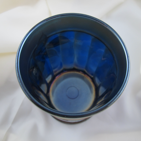 Antique Northwood Enameled Apple Blossom Blue Carnival Glass Tumbler