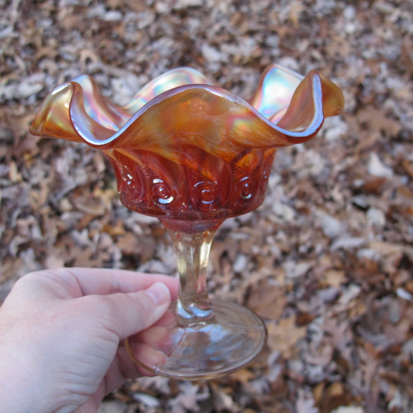 Antique Dugan Marigold Constellation Carnival Glass Compote
