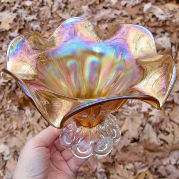 Antique Imperial Columbia Marigold Carnival Glass Vase
