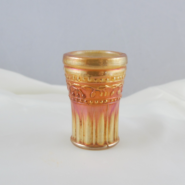 Antique Piccardo Fruit Band Marigold Carnival Glass Cordial (Miniature)