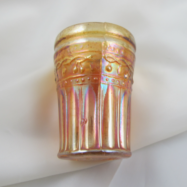 Antique Piccardo Fruit Band Marigold Carnival Glass Cordial (Miniature) 2