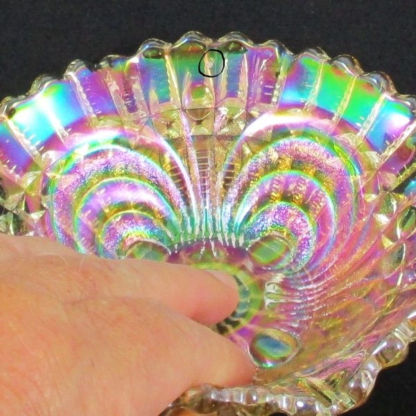 Antique Imperial Pastel Marigold Scroll Embossed Carnival Glass Small Bowl
