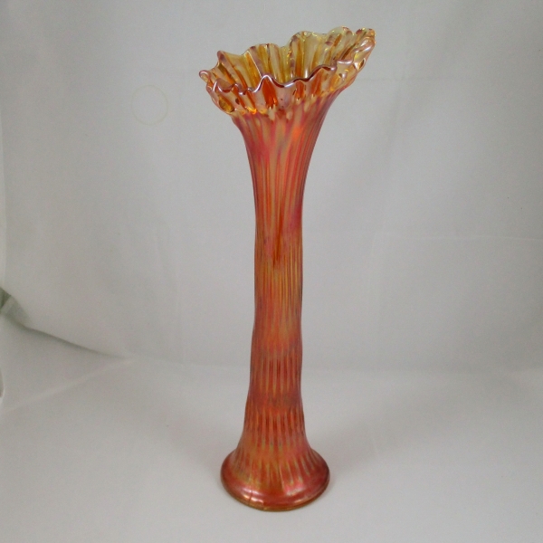 Antique Fenton Rustic Marigold Carnival Glass CRE Mid-size Swung Vase