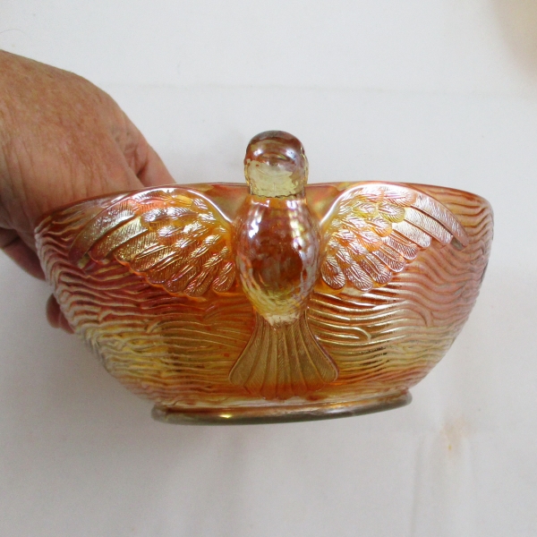 Antique Dugan Diamond Seagulls Marigold Carnival Glass Bowl