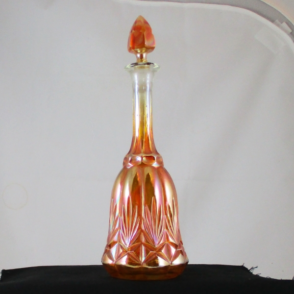 Antique Star & Fan Marigold Carnival Glass Decanter