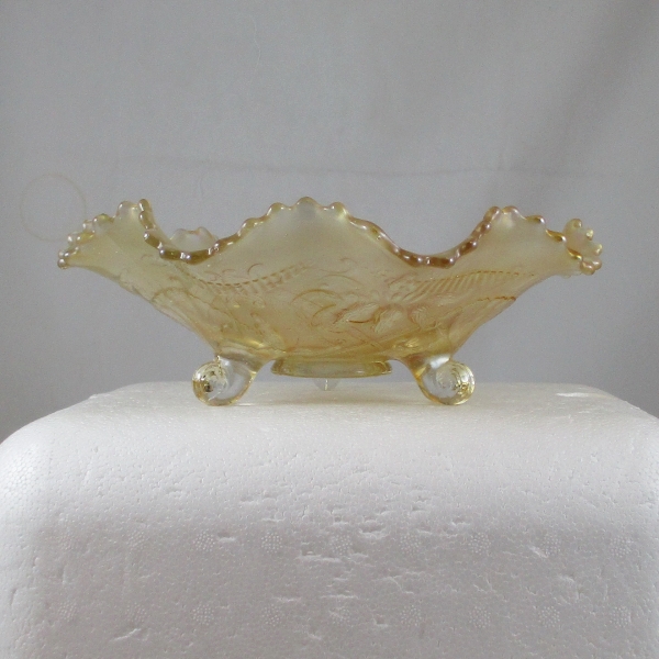 Antique Northwood Wishbone Pastel Marigold Carnival Glass Bowl